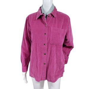 LL Bean Shacket Utility Praire Corduroy Button Up Shirt Jacket Pink Womens S